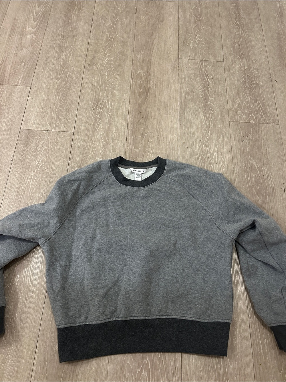 Athleta Women's Gray Crewneck Sweater with Dark Trim